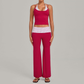 Wholesale Women's Retro Print Yoga Fake Two-Piece Vest+Flared-Leg Pants Set
