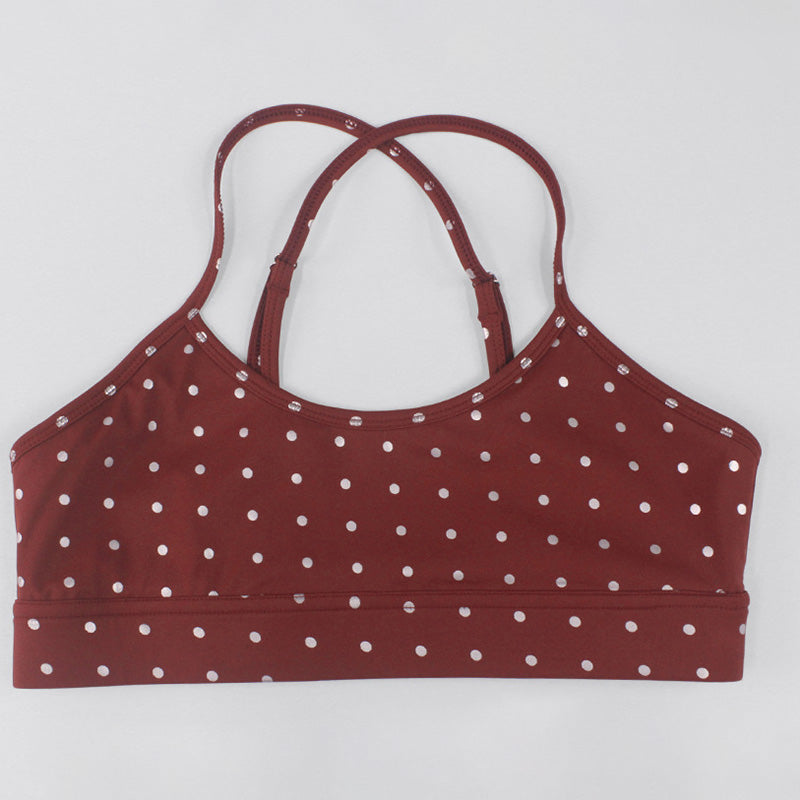 Wholesale women's back cross bra + polka dot leggings activewear set