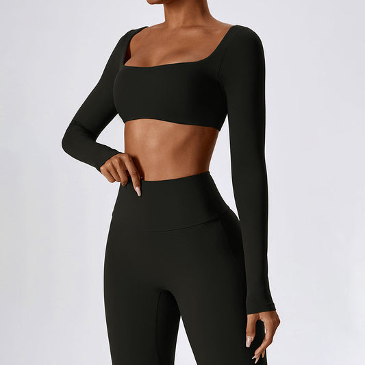 Wholesale Long sleeves square collar cropped | Wonderxfans bulk activewear