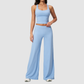 Wholesale Seam-Detail Cropped Vest & Hip-Lifting Wide-Leg Pants Set