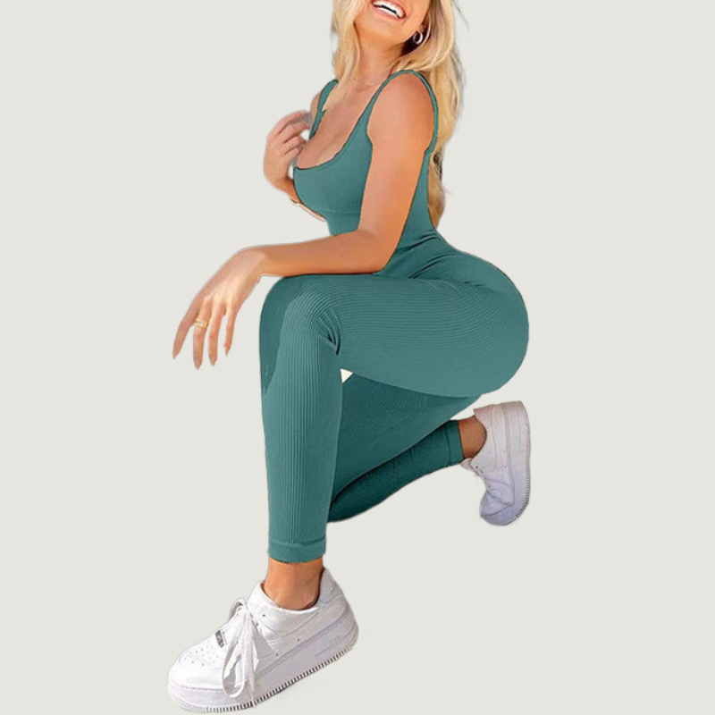 Women's removable chest pad square neck jumpsuit