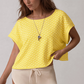 Wholesale Women's Hollow Polka Dot Yoga Cover-Up – Loose Fit Open-Back Short Sleeve Gym Top