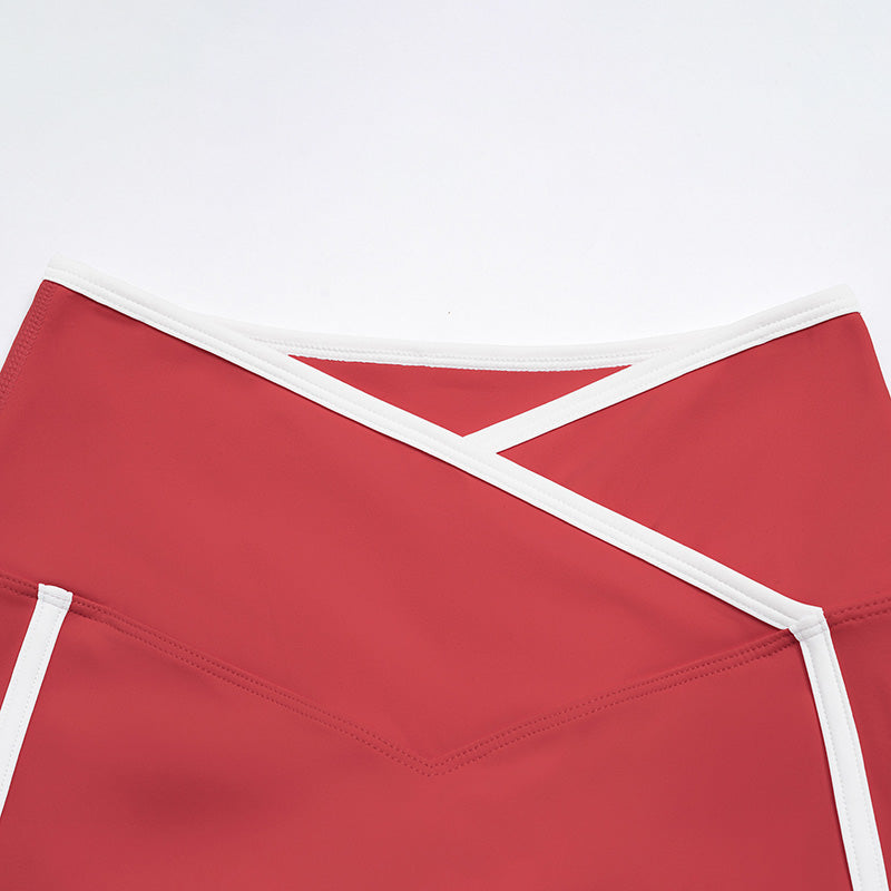 Women's contrasting color high-waisted athletic shorts