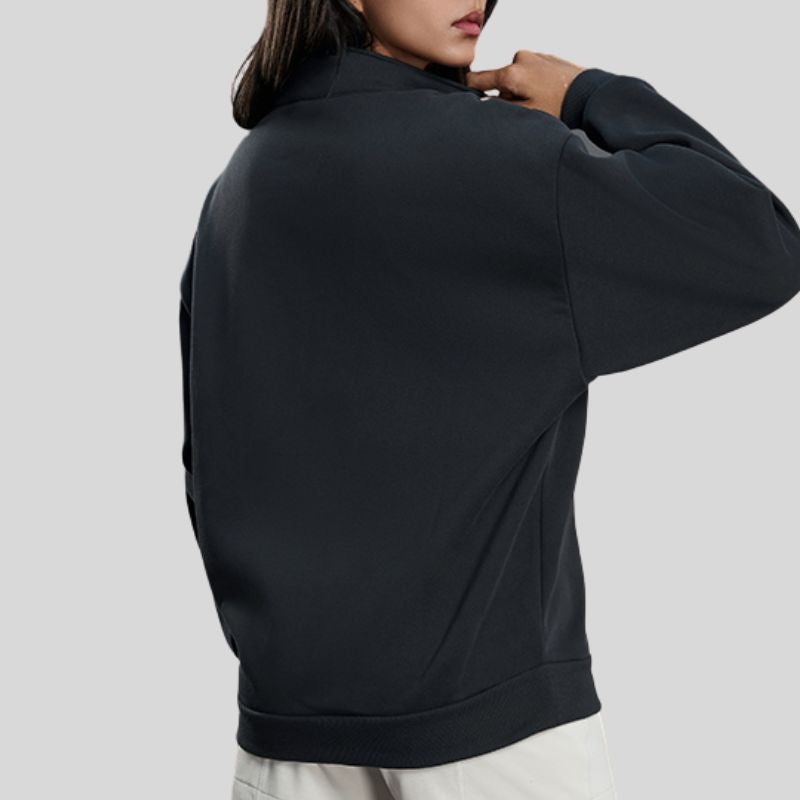 Half-Zip Stand Collar Fleece Sweatshirt