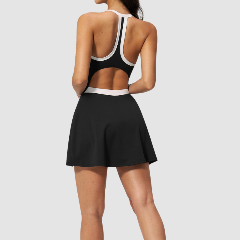 Wholesale Women's Open-Back Yoga Dress – Seam-Detail Naked-Feel Sports Fitness Dress