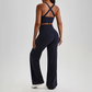 Wholesale Women's Peach Lift High Waist Flare Pants Yoga Set – Cross Back Sports Bra 0258