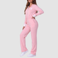 Women's Wholesale Activewear Hooded Zip Color-Block Wide-Leg Jumpsuit