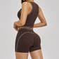 Wholesale Color Block Yoga Halter Vest + Shorts 2-Piece Set