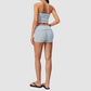 Wholesale Women's Stripe Bandeau Tank & Shorts Yoga Set