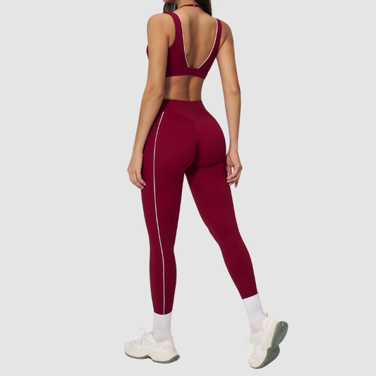 Wholesale Naked-Feel Stripe-Detail Sports Bra & High-Waist Leggings Set – Sculpting Yoga 2-Piece