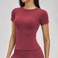 Wholesale short sleeved round neck slim fit waist T-shirt