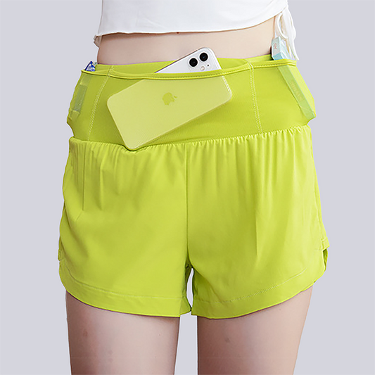 Wholesale Women's Fake Two-Piece Yoga Shorts – Quick-Dry Anti-Exposure
