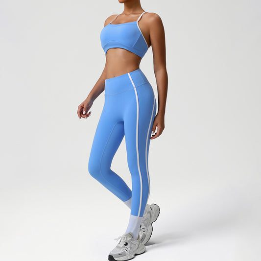 Wholesale Cross-Back Color-Blocked Bra + High-Waisted | Wonderxfans bulk activewear