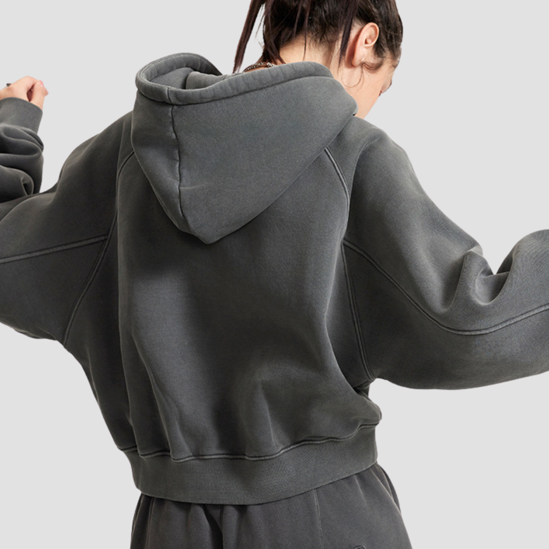 Wholesale Women’s Vintage Washed Raglan Hoodie – Fleece Cropped Pullover