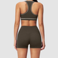 Wholesale Women's Seamless Seam-Detail Sports Bra + High-Waist Shorts Set – Butt-Lifting Yoga Gym Activewear