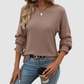 Wholesale Women's Ribbed Long Sleeve T-Shirt – Loose Ruffle-Sleeve Top