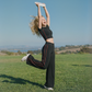 Wholesale Women's Brushed Short Sleeve Crop Top & Wide-Leg Pants Set – Padded Yoga Fitness 2-Piece