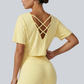Wholesale Women's Open-Back Short Sleeve T-Shirt - Pilates Bare-Feel Fitness Top