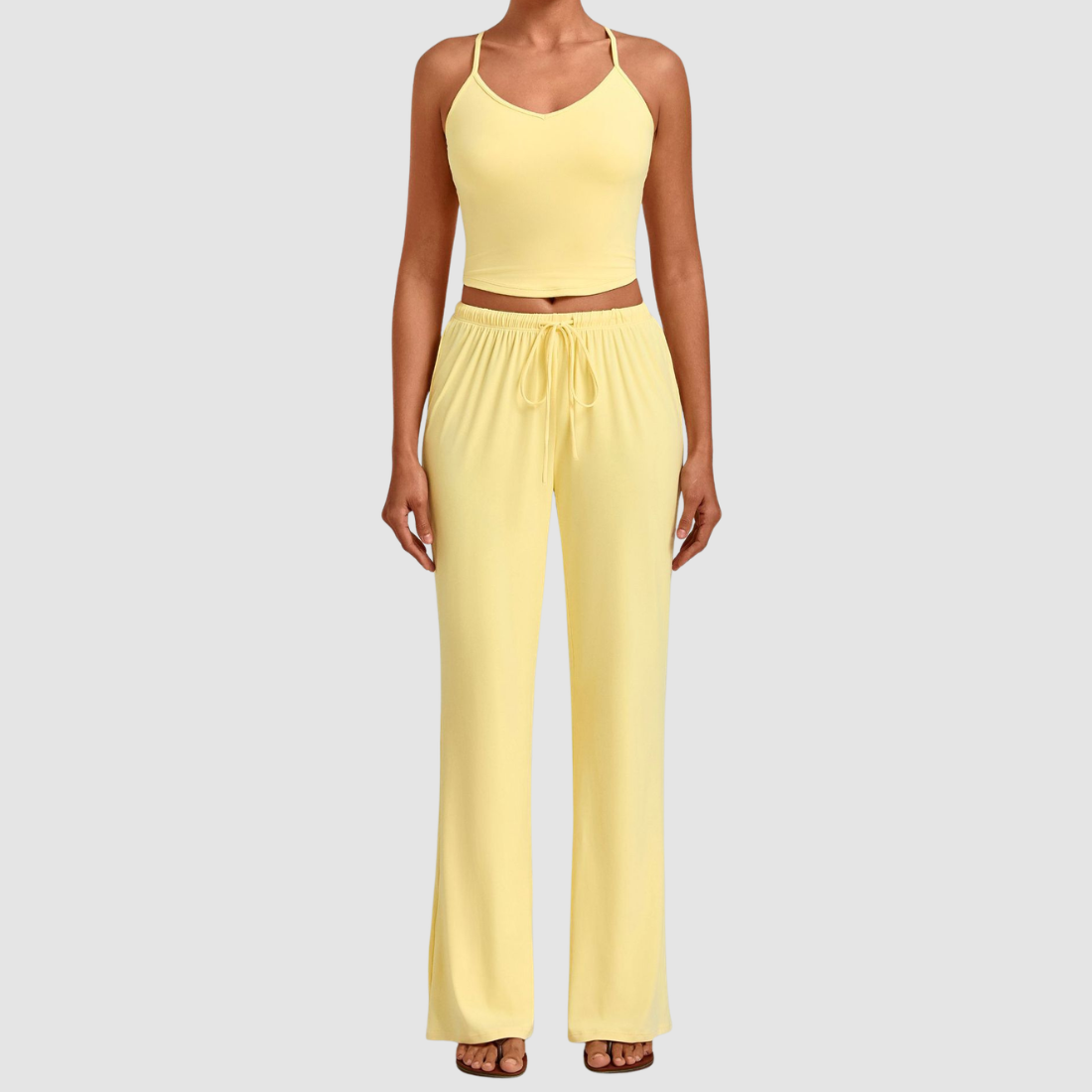 Wholesale Women’s Backless Cami & Straight-Leg Pants Yoga Set