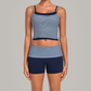 Wholesale Women's Retro Print Double-Strap Yoga Vest+High-waist Shorts Two-Piece Set