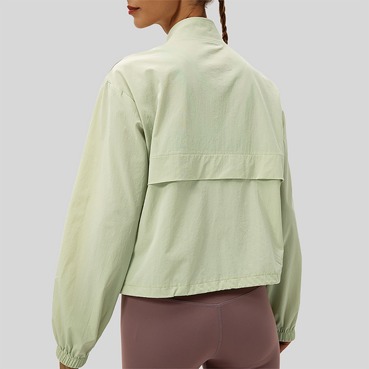 Women's Outdoor Windbreaker Loose Casual Yoga Jacket with Stand Collar