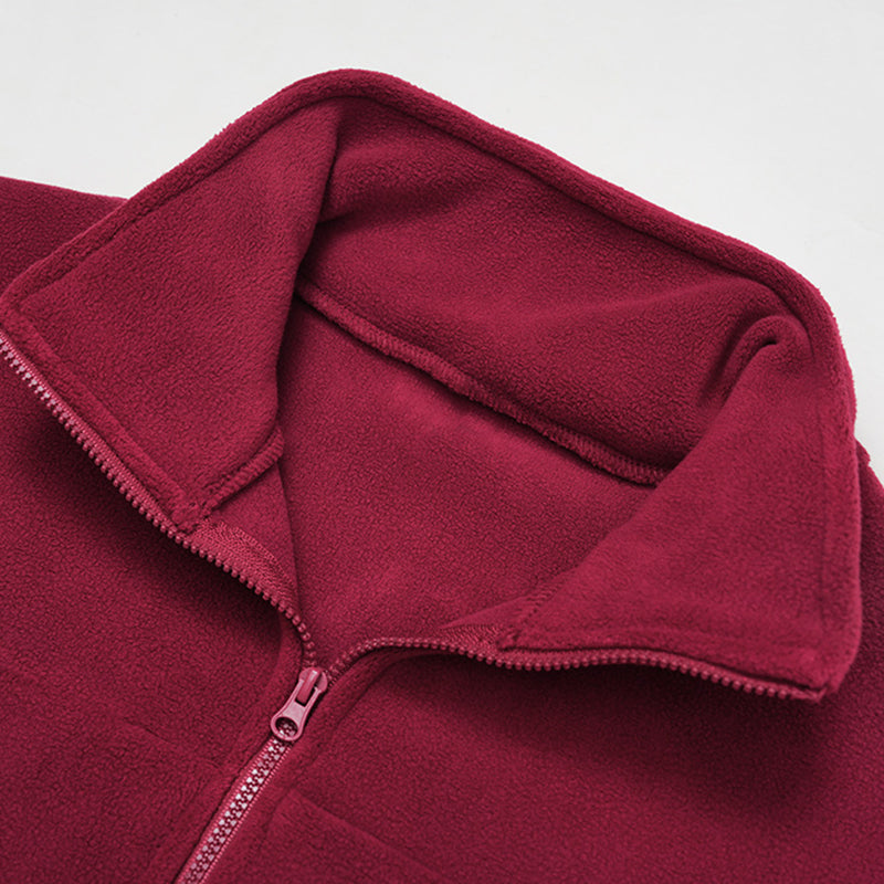 Stand collar windproof polar fleece jacket