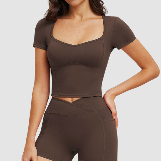 Wholesale high-waisted short-sleeved T-shirt | Wonderxfans bulk activewear