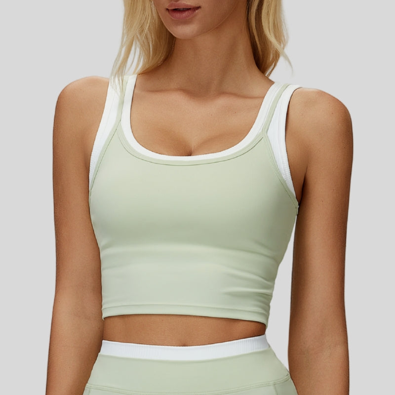 Two-piece contrasting sports tank top