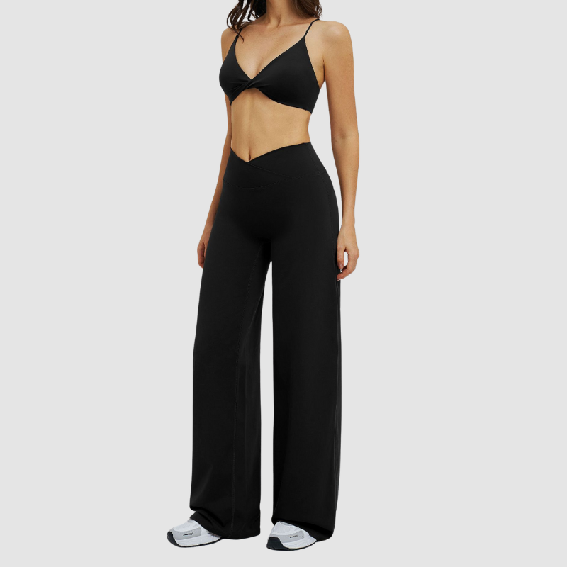 Wholesale spaghetti strap bra + straight pants 2 piece set