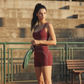 Contrasting Color Sports Bra + high waist shorts 2-piece set