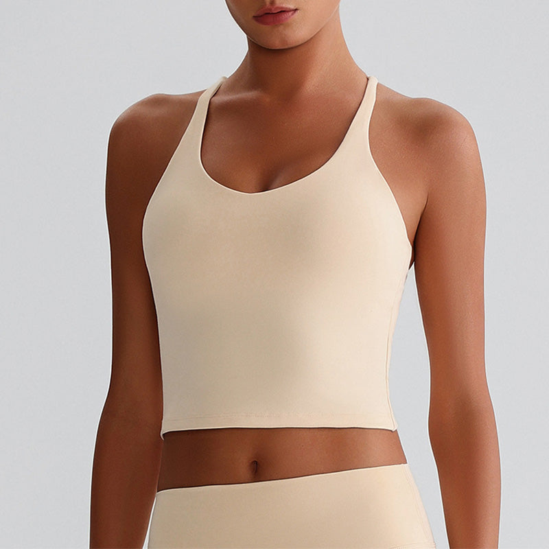 Cross-Back Sport Bra with Removable Pads