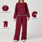 Contrasting Color long sleeve Sweatshirt + loose Sweatpants 2 pieces set