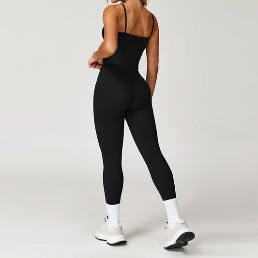 Brushed Thin straps tank top + High-Waist leggings 2-Piece Set