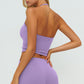 Halter-neck open-back sports tank top
