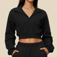 wholesale Women's Activewear Fleece-Lined Stand-Collar Zip Cropped Jacket