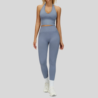 Wholesale Seamless Halterneck Threaded Yoga Bra | Wonderxfans bulk activewear