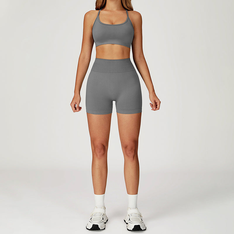 Quick-Drying Sports Bra + Butt-Lifting Shorts 2-Piece Set
