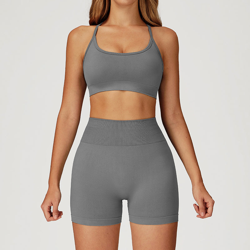 Quick-Drying Sports Bra + Butt-Lifting Shorts 2-Piece Set