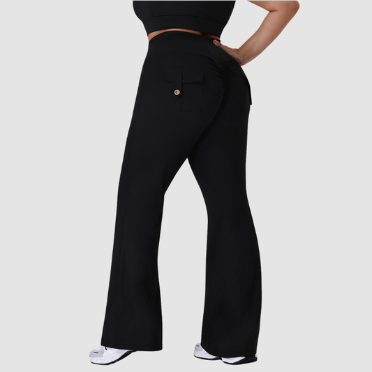 Wholesale high-waisted plus-size yoga flare pants | Wonderxfans bulk activewear