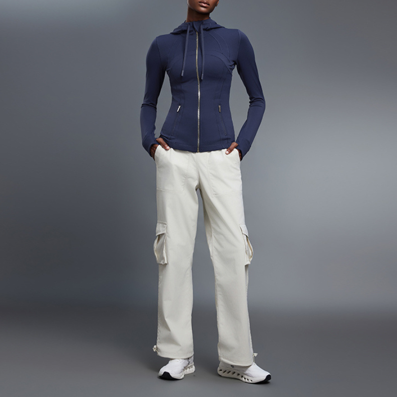 Women's yoga hooded cardigan long sleeve sports jacket