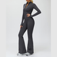 Stand-up collar+half-zip sports jumpsuit