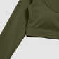 Wholesale Women's Brushed Yoga Set: Long-Sleeve Crop Top & Foldover Wide-Leg Pants