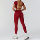 Seamless short sleeve Sports top + High-waisted leggings 2-Piece Set