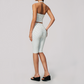 Wholesale Women's Deep V high-elastic polka-dot vest + high-waisted Capri Shorts Set