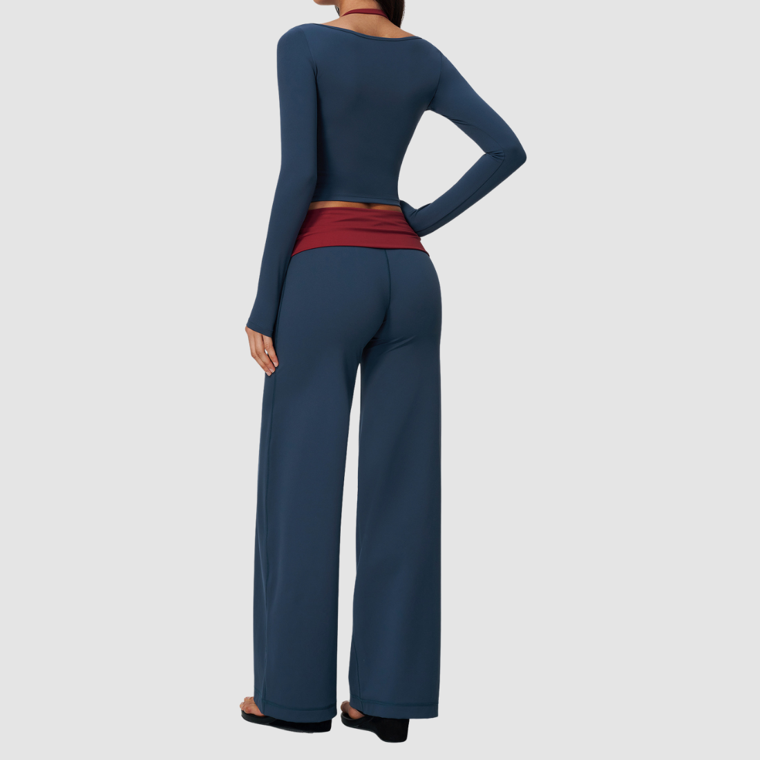 Wholesale Women’s Long-Sleeve Top & Wide-Leg Yoga Pants Set