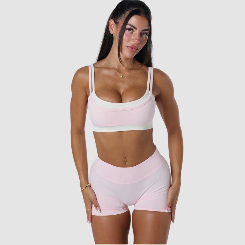 Faux two-piece Naked and beautiful back bra + quick-drying shorts set