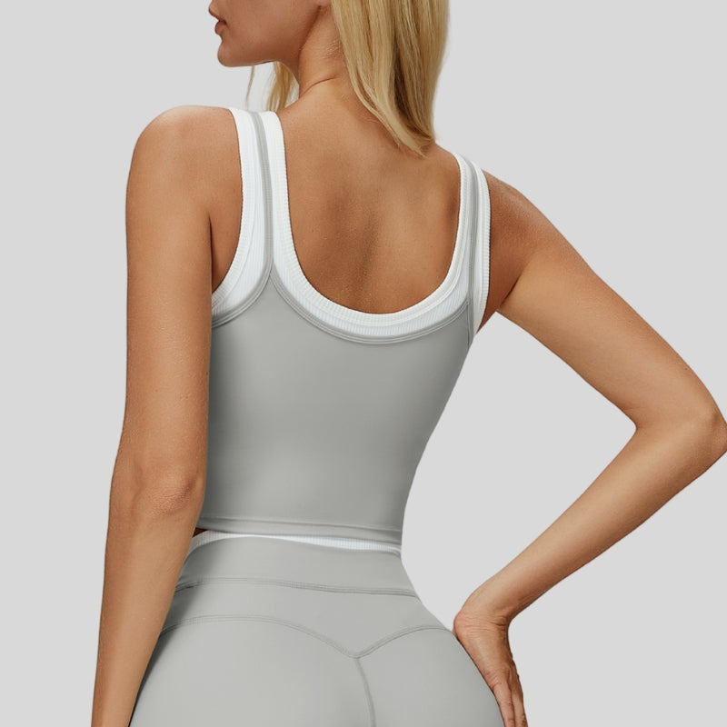 Two-piece contrasting sports tank top