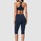 Wholesale Brushed V-Neck Sports Bra & Button-Up Cropped Pants Set