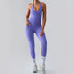 Halter hollow out quick dry sports jumpsuit