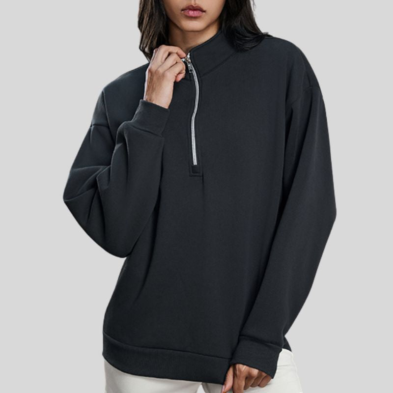 Half-Zip Stand Collar Fleece Sweatshirt